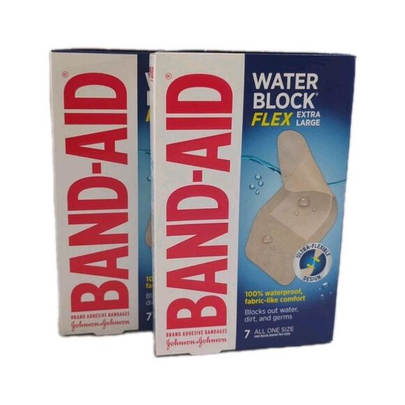 Pack of 2 - Band-Aid Water Block Flex Waterproof Bandages Extra Large 7 Count - Picture 1 of 8